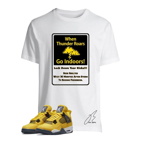 Shirt To Match Jordan Retro 4 Lightning Yellow Sneakers Graphic Tee (XXL, White)