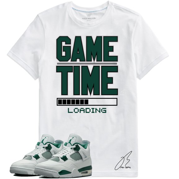 Shirt To Match Jordan Retro 4 Oxidized Green/White, Gametime Unisex Sneaker Graphic Tee,Best Gift,Birthday (XL, White)
