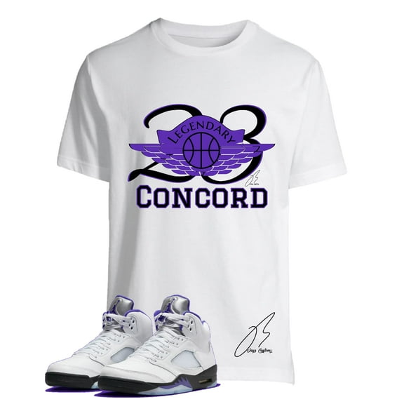 Shirt To Match Jordan Retro 5 Concord,23 Wing Purple Graphic Tee (XXL, White)
