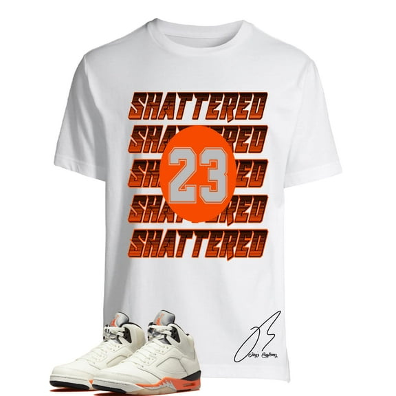 Shirt To Match Jordan Retro 5 Shattered Backboard Sneakers Orange Men Graphic Tee (M, White)