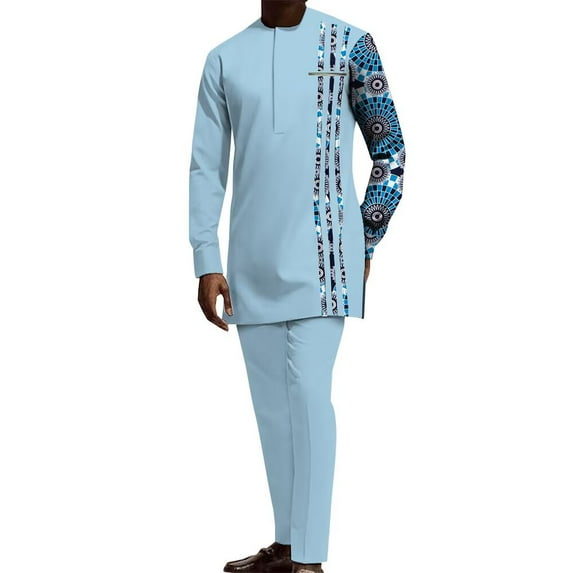 Shirt Trousers Pants 2pcs Set Party Wedding Outfits Dashiki African Men Clothing WYN1890