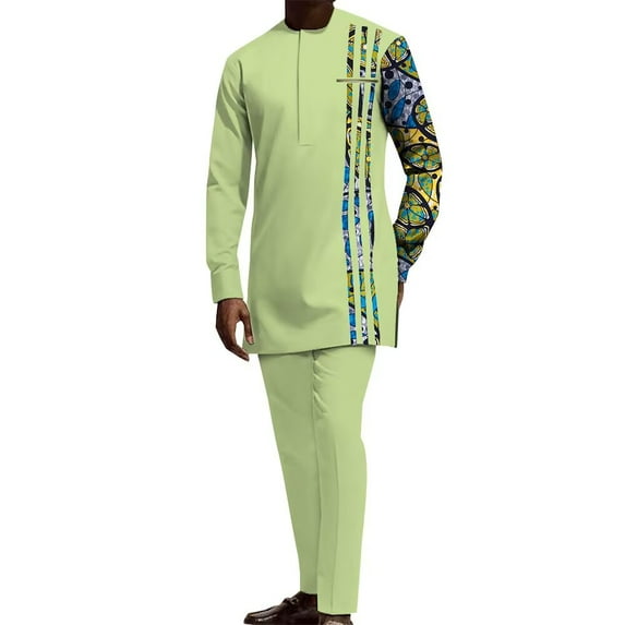 Shirt Trousers Pants 2pcs Set Party Wedding Outfits Dashiki African Men Clothing WYN1890