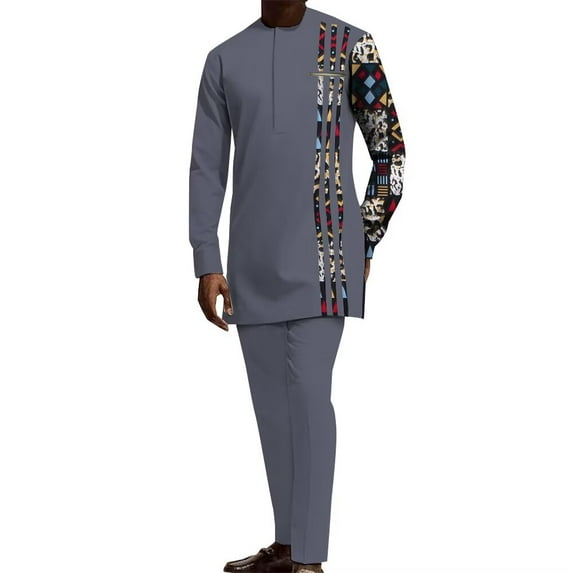 Shirt Trousers Pants 2pcs Set Party Wedding Outfits Dashiki African Men Clothing WYN1890