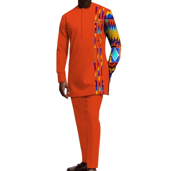 Shirt Trousers Pants 2pcs Set Party Wedding Outfits Dashiki African Men Clothing WYN1890