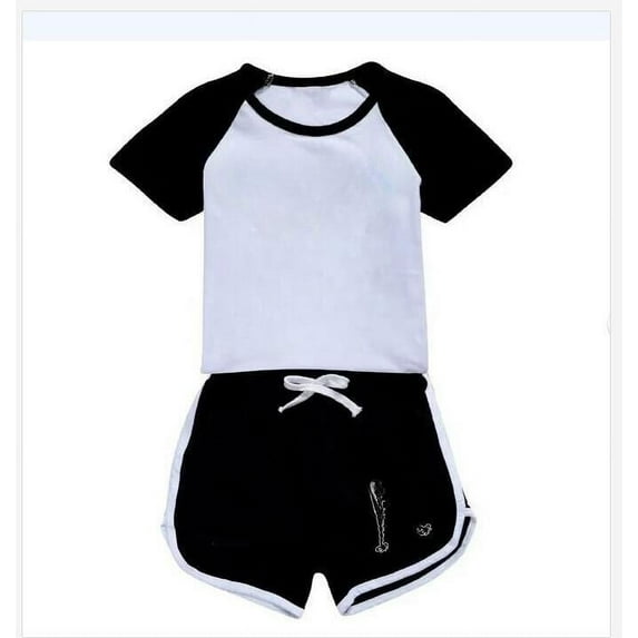 Shirt Women Girls Child Kid Black Shirt and Shorts(120cm)
