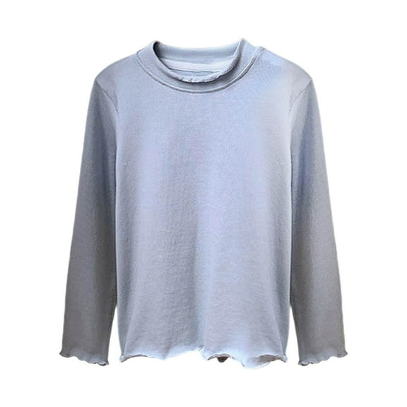 Shirt for Boys Blue Long Sleeve Shirt Boys Crewneck Top Tees Shirts Cotton T Shirt Girls Shirts Size 3-4 Years