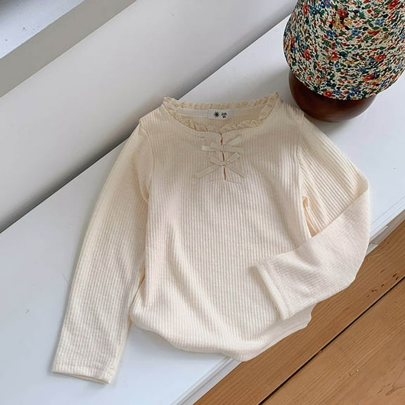 Shirt for Boys White Long Sleeve Shirt Basic Crewneck Comfort Colors Dress Shirt for Boys 6-7 Years