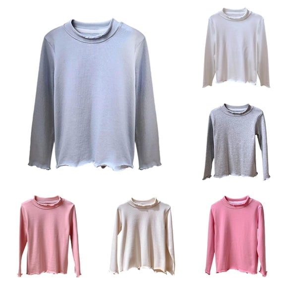 Shirt for Boys and Girls Blue Long Sleeve Top Basic Crewneck Casual Shirts 9-10 Years