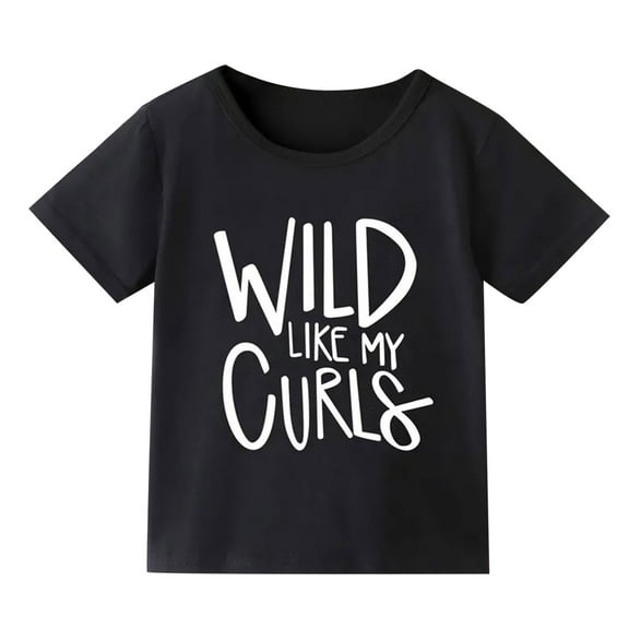 Aihuaihua Shirt for Girl Graphic T-Shirts Short-Sleeve T-Shirt Cute Round Neck Summer Tops Clothes for Girls Size 7-8 Years（Black）