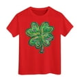 thumbnail image 1 of Shirt for Girl Lucky Shamrock Cotton Short Sleeve Kid St. Patrick's Day Summer Tops Kids Summer Clothing 12-13 Years, 1 of 4