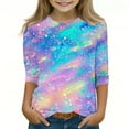 thumbnail image 1 of Shirt for Girls 10-12 Round Neck Tee Shirts Three Quarter Length Sleeve Tee Shirts Tie Dye Tshirt Plus Size Blouse for Girls 8-10, 1 of 5