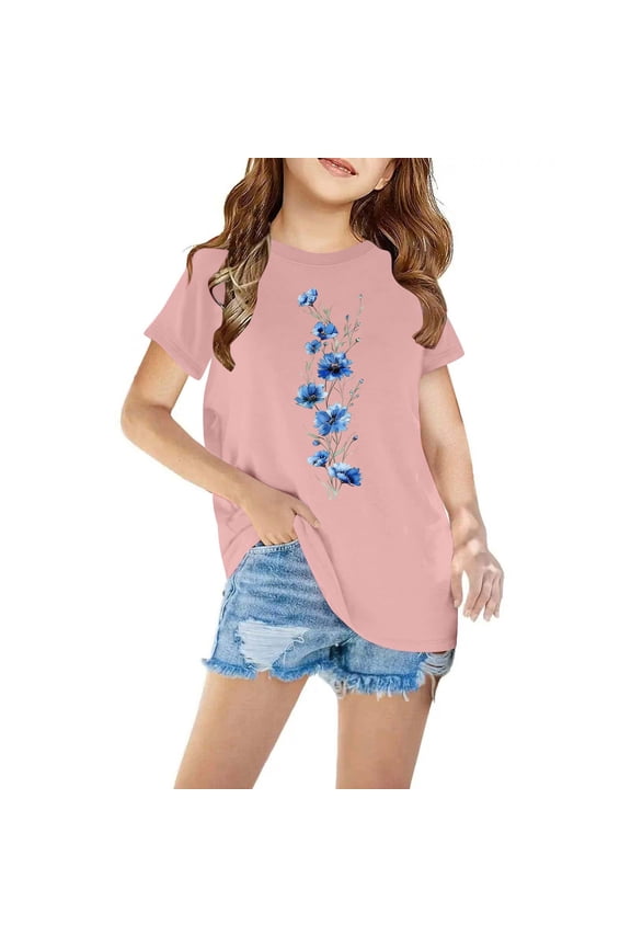 Shirt for Girls 14-16 Crewneck T Shirt Kids Short Sleeve Tops Floral Printed Shirt Top for Girls 10-12 items ordered by me