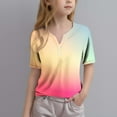 thumbnail image 1 of Shirt for Girls 14-16 White V Neck Tshirt for Girls Short Sleeve Tee Shirts Gradient Top Blouse for Girls 8-10, 1 of 5