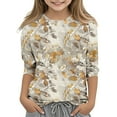 thumbnail image 1 of Shirt for Girls 8-9 Crew Neck Tshirts for Teen Girl 3/4 Sleeve Top Girls Heart Print Top for Girls Blouse for Girls 7-8, 1 of 4