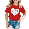 thumbnail image 1 of Shirt for Girls Round Neck Graphic T-Shirts Short-Sleeve T-Shirt Cute Vacation Tops T-Shirts Toddler To Big Kid 3-4 Years（Red）, 1 of 5