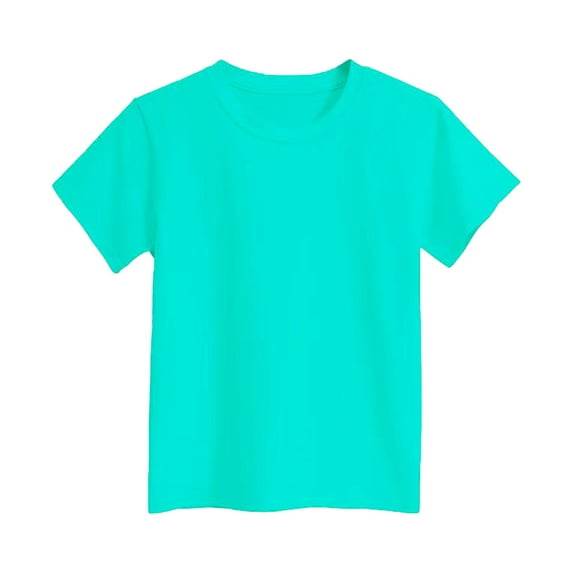Shirt for Girls Round Neck Solid Color Short Sleeve T Shirts Fashion Tee Tops Tee for Boys & Girls 3-4 Years,Light Blue