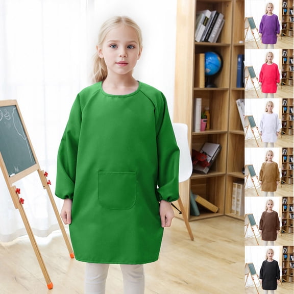 Shirt for Kids Boys Girls Art Smock Apron Pocket For Children Artist Painting Aprons Smocks Long Sleeve Tops for Toddlers 2-4 Years