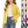 thumbnail image 1 of Shirt for Kids Dqueduo Kids Boys Girls Fashion Solid Color Soft Long Sleeve Button With Pocket Casual Top Shirt Cardigan Yellow 7 Years, 1 of 10