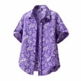 thumbnail image 1 of Shirt for Men Casual Button Down Shirts with Short Sleeve Summer Turn Down Collar Beach Tops Summer Vacation Outfits Purple-1 M, 1 of 4