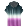 thumbnail image 1 of Shirt for Men Classic Fit Short Sleeve Gradient Color Hooded Shirts Spring Muscle Fit Sport T Shirt Clothes 2024 Summer Top, 1 of 4
