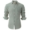 thumbnail image 1 of Shirt for Men Long Sleeve Green Front Pocket Slim Fit Striped Button down Shirt Mens Top L, 1 of 7