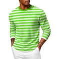 thumbnail image 1 of Shirt for Men, Men's Casual Shirts Striped Crewneck Long-Sleeve T-Shirt Basic Pullover Stripe tee Shirt Green M, 1 of 5