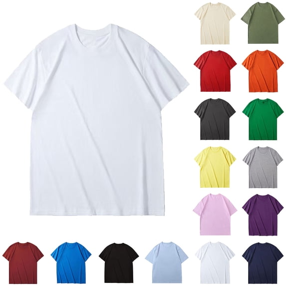 Shirt for Men Men's Top Men Solid Color Fashion Casual Ventilate Round Neck Exercise Short Sleeve White L