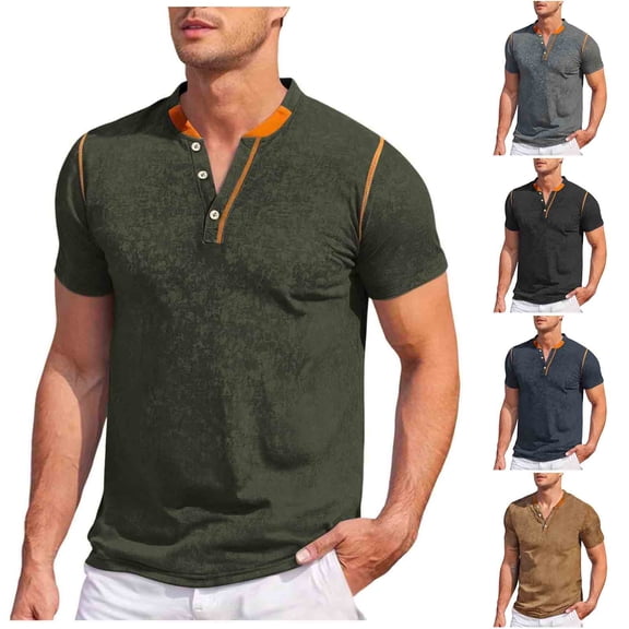 Shirt for Men Plus Size Summer V-Neck Short Sleeve Solid Color Daily Shirts Man Fashion Leisure Casual Versatile Button-up Outdoor Sport Shirts