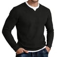 thumbnail image 1 of Shirt for Men, Shirts for Men Two-Piece Long Sleeve Casual V Neck Pullovers Workout Casual Tee Tops Black M, 1 of 7
