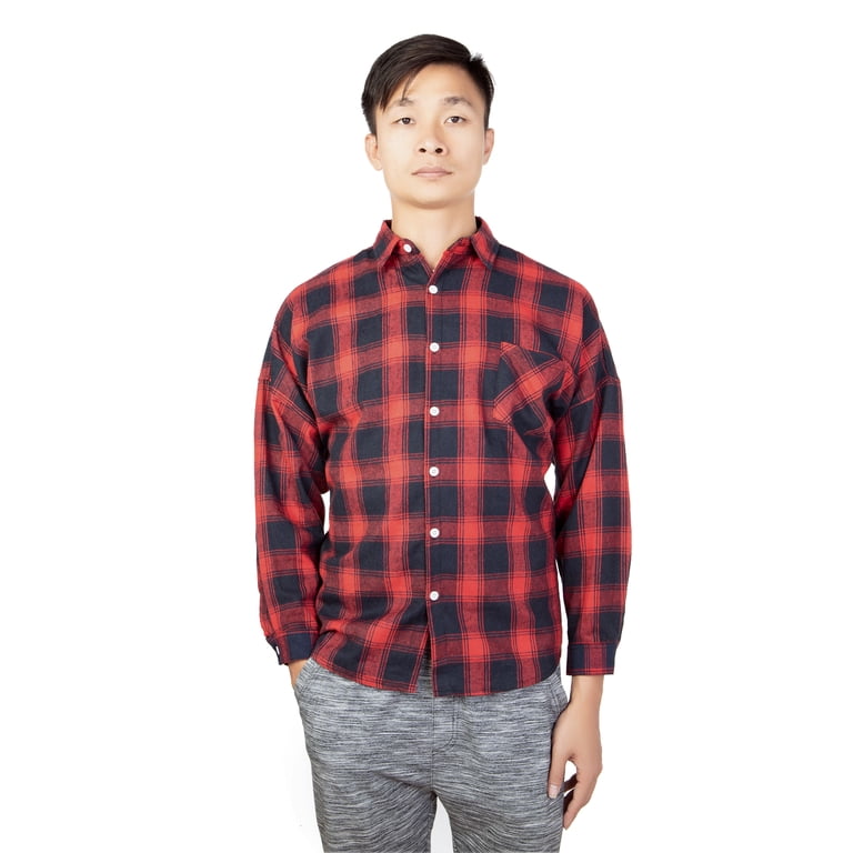 Shirt for Men Slim Regular Fit Work Shirt Plaid Red Black Large Size M-XL  Long Sleeve Button Down Dress Shirts For Formal Occasion - Walmart.com