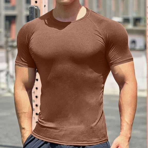 Shirt for Men, Xunlbb Men Solid Color Round Neck Casual Fashion Short Sleeve Round-Neck Blouses Shirts