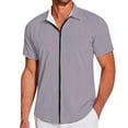 thumbnail image 1 of Shirt for Men Zip Up Turndown Collar Lightweight Short Sleeve Shirt Solid Color Classic Fit Casual Mens Shirt, 1 of 9