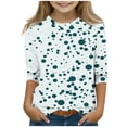 thumbnail image 1 of Shirt for Teen Girls 2025 Trendy Polka Dots Graphic 3/4 Sleeve Shirts Kids Summer Casual Tshirts Tops 3-12T, 1 of 4