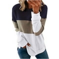 thumbnail image 1 of Shirt for Women Solid Striped Long Sleeve Loose Pullover Shirts Crew Neck T-Shirt Tunic Fashion Casual Tops, 1 of 4