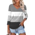 thumbnail image 1 of Shirt for Women's Fashion Casual V Neck 3/4 Sleeve Loose Printed T-Shirt Ladies Top, 1 of 6