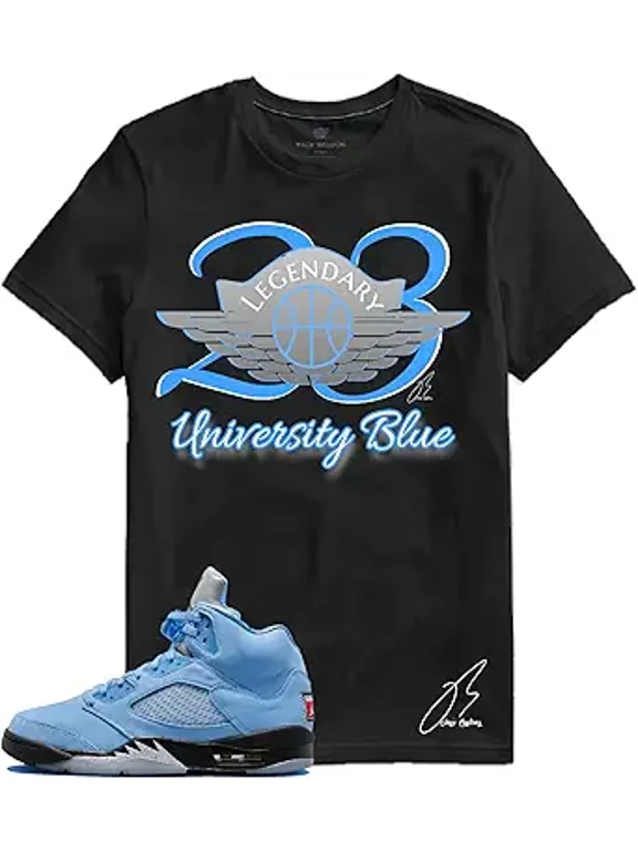 Shirt to Match 5 University Blue,23 Wing UNC Graphic Tee (US, Alpha, XX-Large, Regular, Regular, Black)