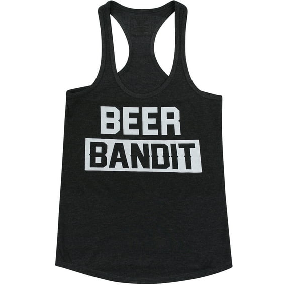 ShirtBANC Brand Beer Bandit Womens Racer Back Tank Top Shirt (Charcoal Heather, XL)