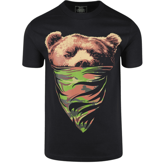 ShirtBANC California Mens State Bear Shirt Bandana With Camo Or Flag Design Tee