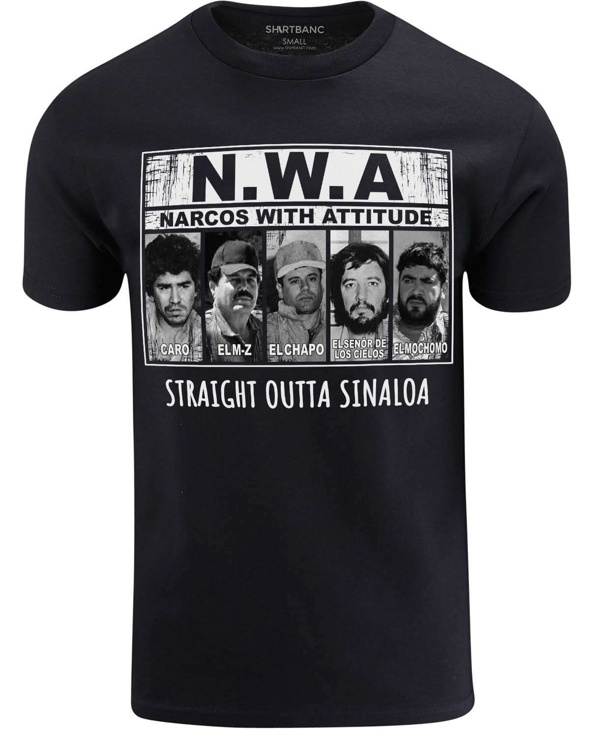ShirtBANC Cartel Mens N.W.A. Narcos With Attitude Shirt Straight Outta Sinaloa - image 1 of 6