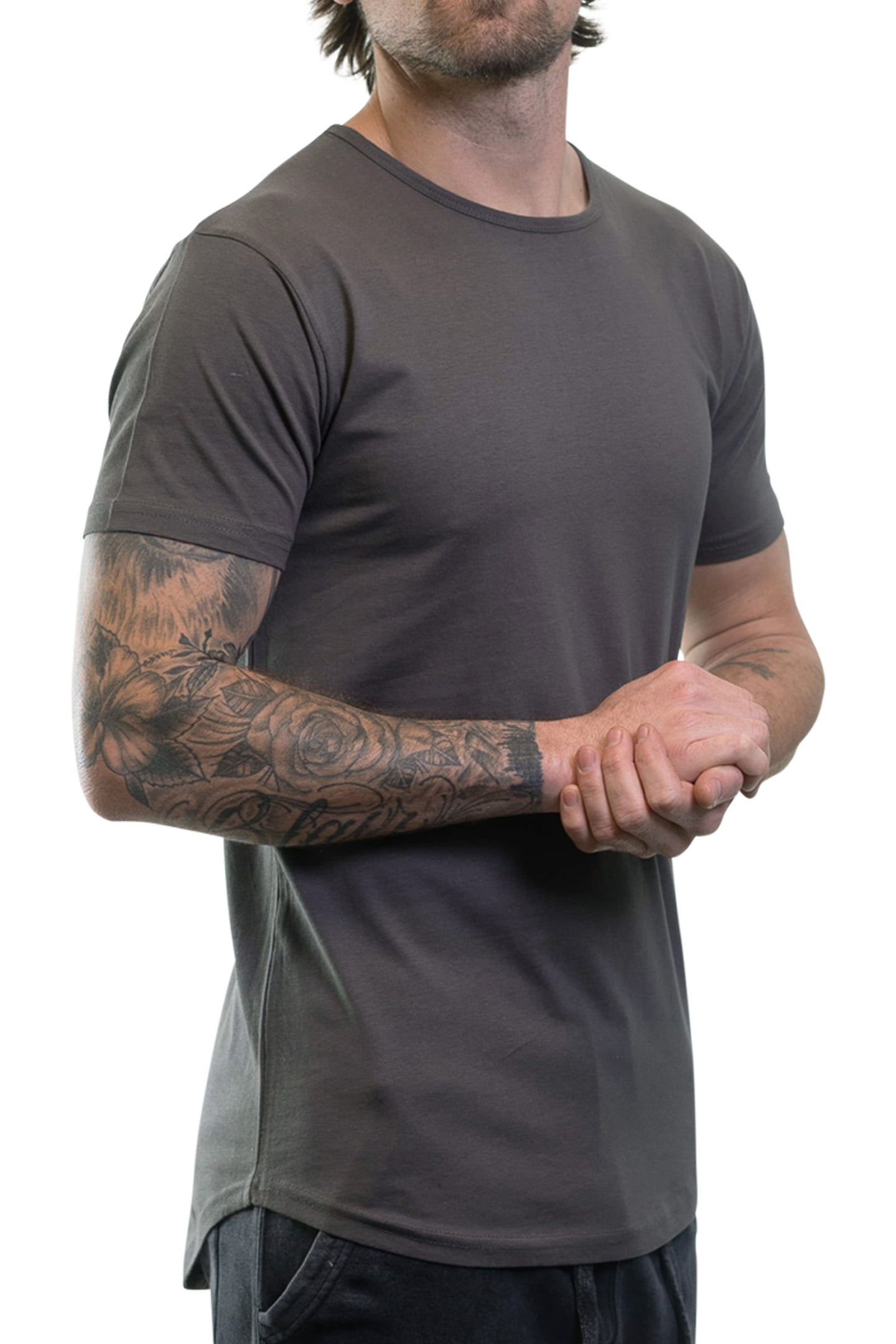 ShirtBANC Hipster Hip Hop Long Drop Cut Mens Shirt Curved Hem Solid Tshirts