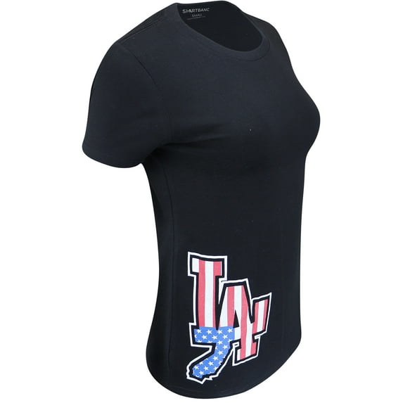 ShirtBANC Los Angeles USA Flag Womens Shirt California Love Tee