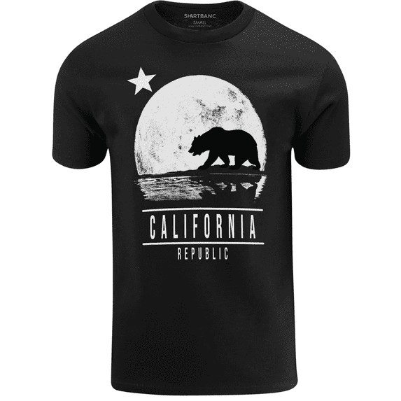 ShirtBANC Mens California Republic Beach Shirt State Bear Under Moonlight Tee