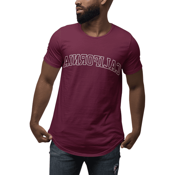 ShirtBANC Mens Graphic California Reverse Dropcut Shirt CA Lifestyle Tee, XS-3XL