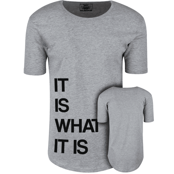 ShirtBANC Mens It Is What It Is Dropcut Shirt Bottom Right Design Funny Meme Tee