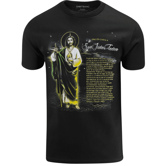 ShirtBANC Mens Oracion Diara Shirt Seek Blessings San Judas Tadeo Prayers Tee