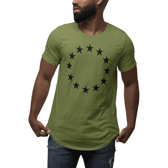 ShirtBANC Mens Stars Circle Dropcut Shirt Patriotic Style Comfortable Tee