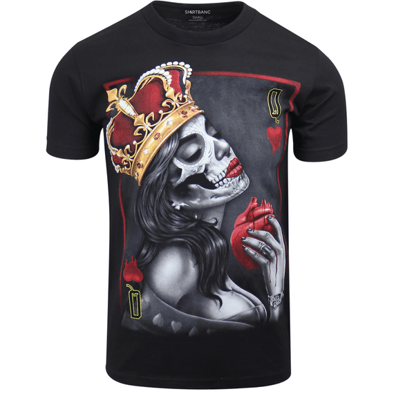 ShirtBANC Mens Sugar Skull Shirt Rockabilly Day of the Dead Culture Design Tee