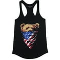 thumbnail image 1 of ShirtBANC Original Womens Bandana Bear Racer Back Tank Tops (Bandana Bear USA Flag, M), 1 of 1