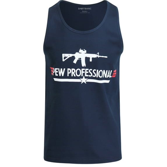 ShirtBANC Pew Professional Mens Tank Top Military Gun Tee