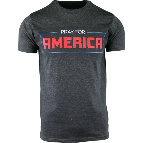 ShirtBANC Pray For America Mens Shirt God Bless The USA We Family Tee (Charcoal Solid, XXL)
